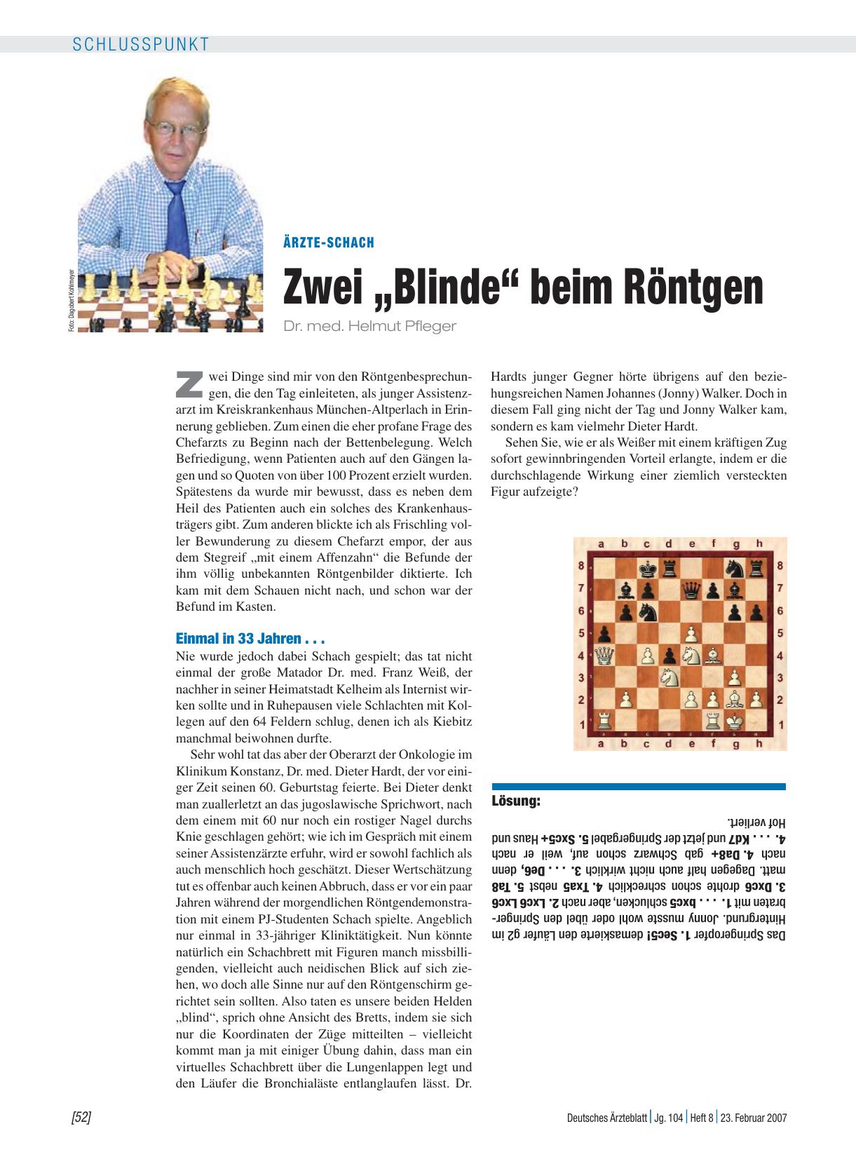 Vorschauseite 1: Ärzte-Schach: Zwei „Blinde“ beim Röntgen