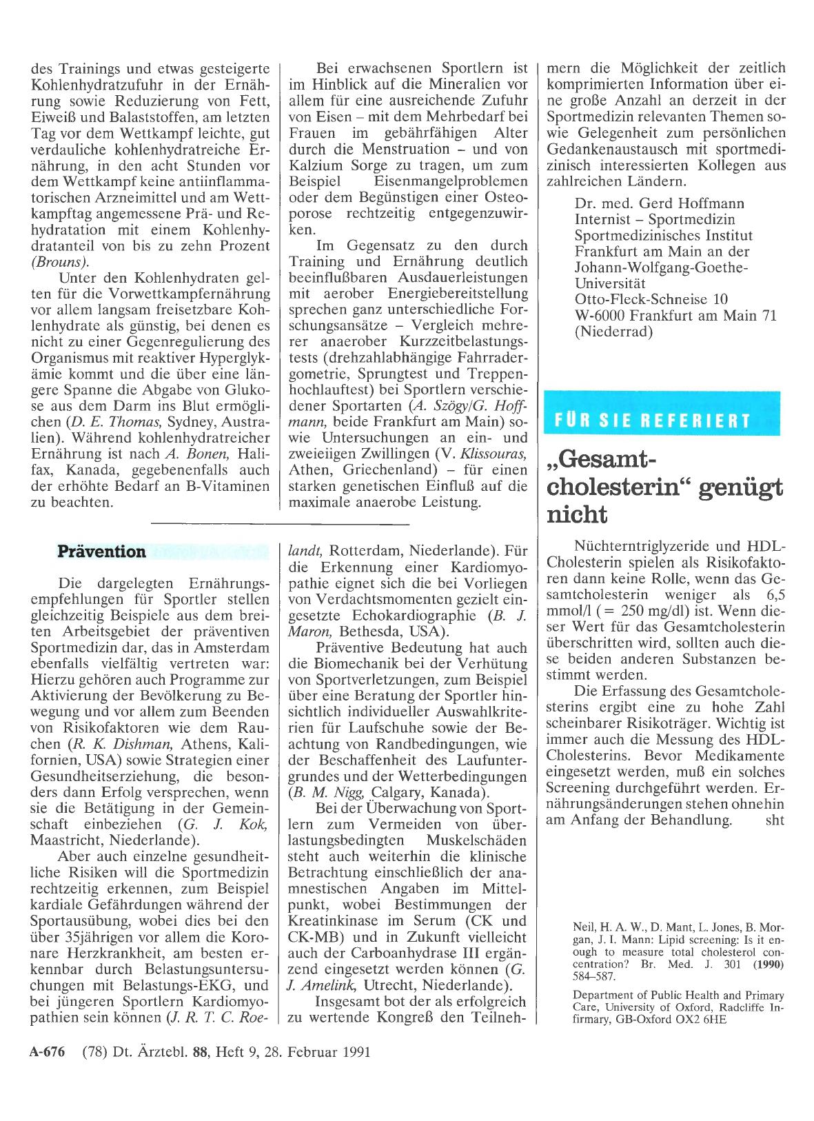 Vorschauseite 1: „Gesamtcholesterin“ genügt nicht