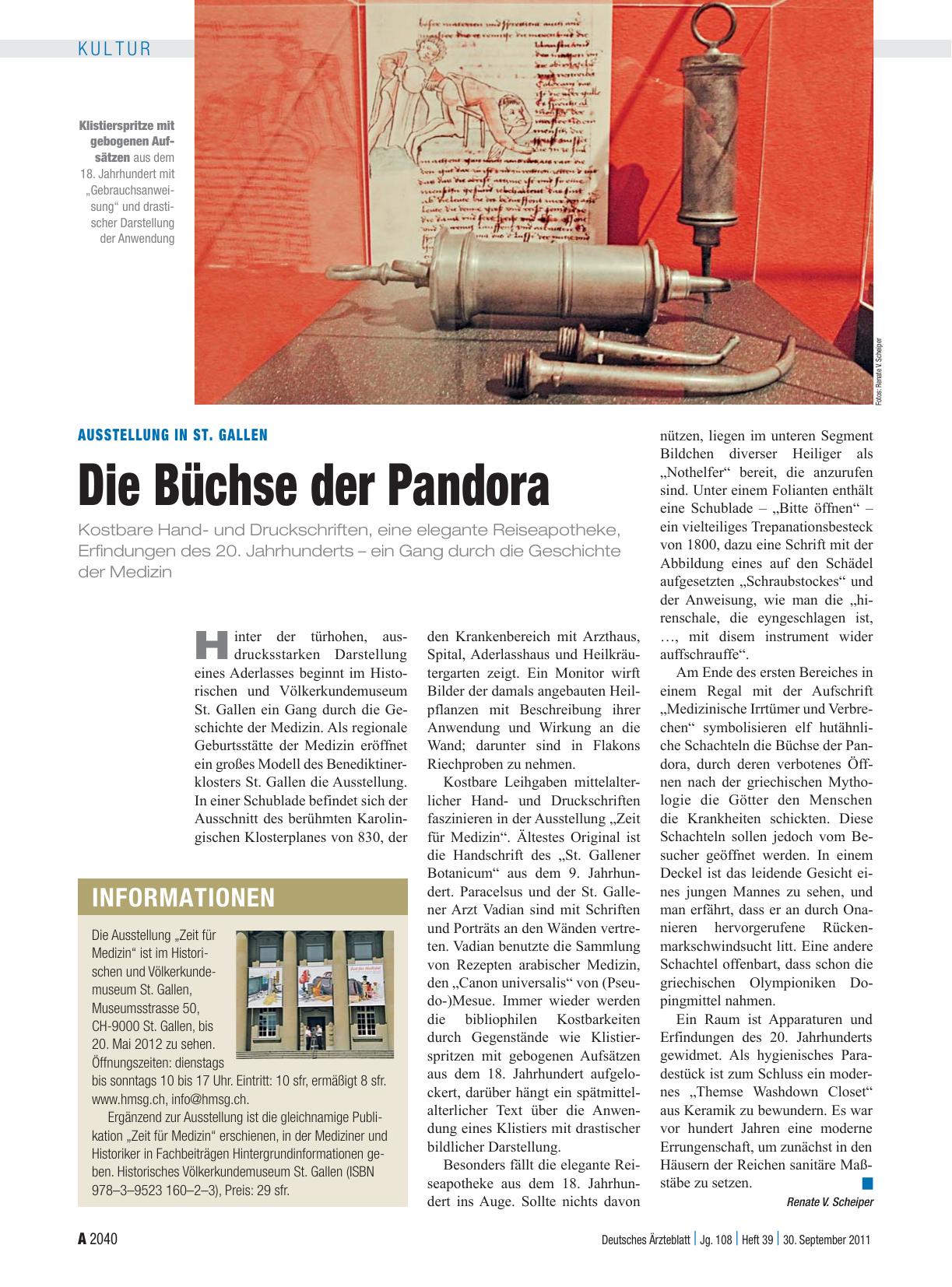 Vorschauseite 1: Ausstellung in St. Gallen: Die Büchse der Pandora