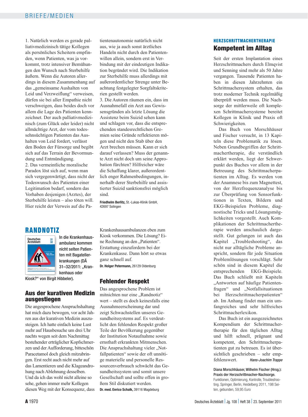 Vorschauseite 1: Randnotiz: Aus der kurativen Medizin ausgestiegen