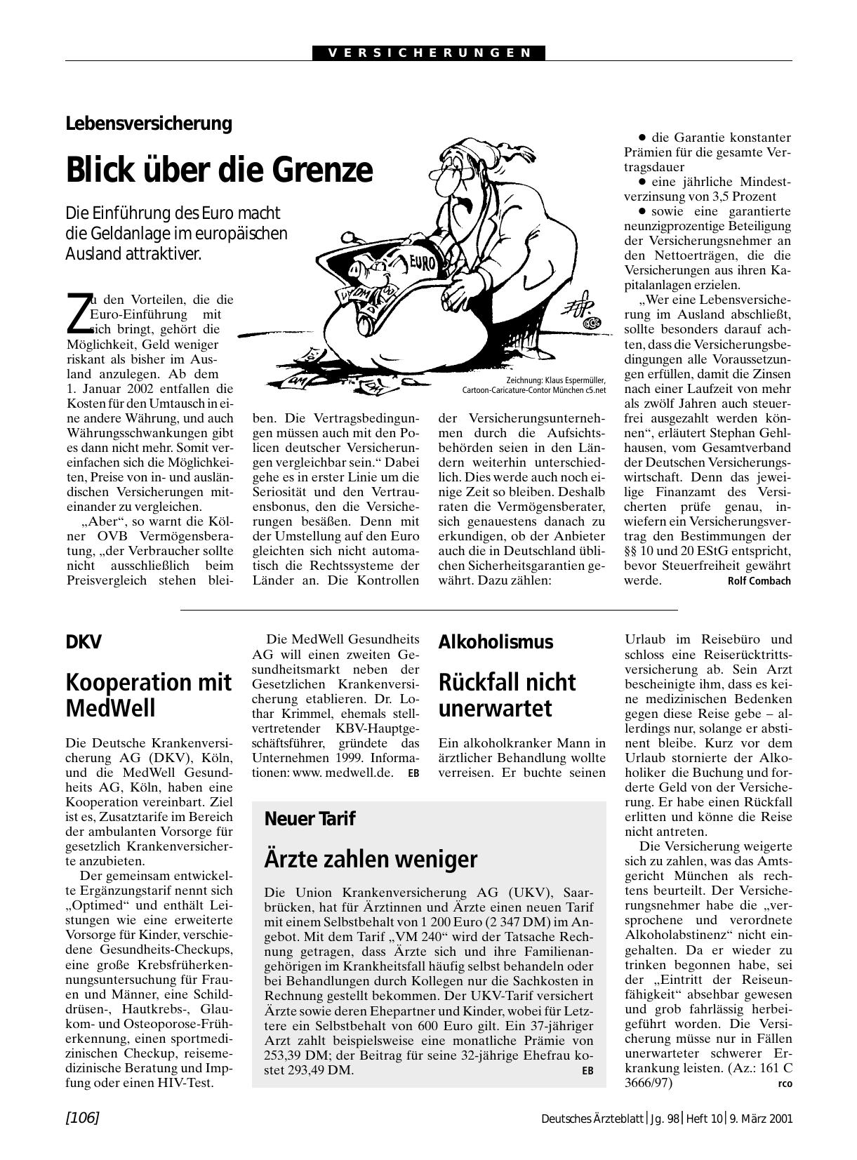 Vorschauseite 1: Lebensversicherung: Blick über die Grenze