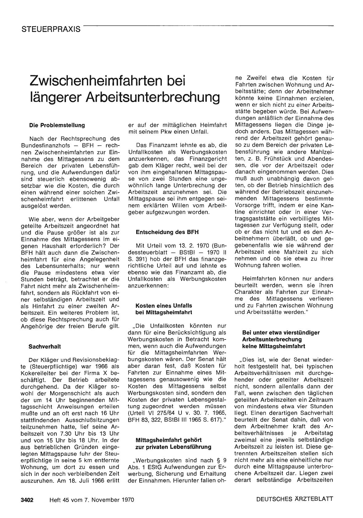 Vorschauseite 1: Zwischenheimfahrten bei längerer Arbeitsunterbrechung