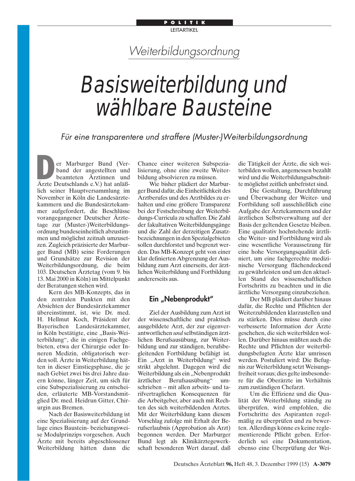 Vorschauseite 1: Weiterbildungsordnung: Basisweiterbildung und wählbare Bausteine
