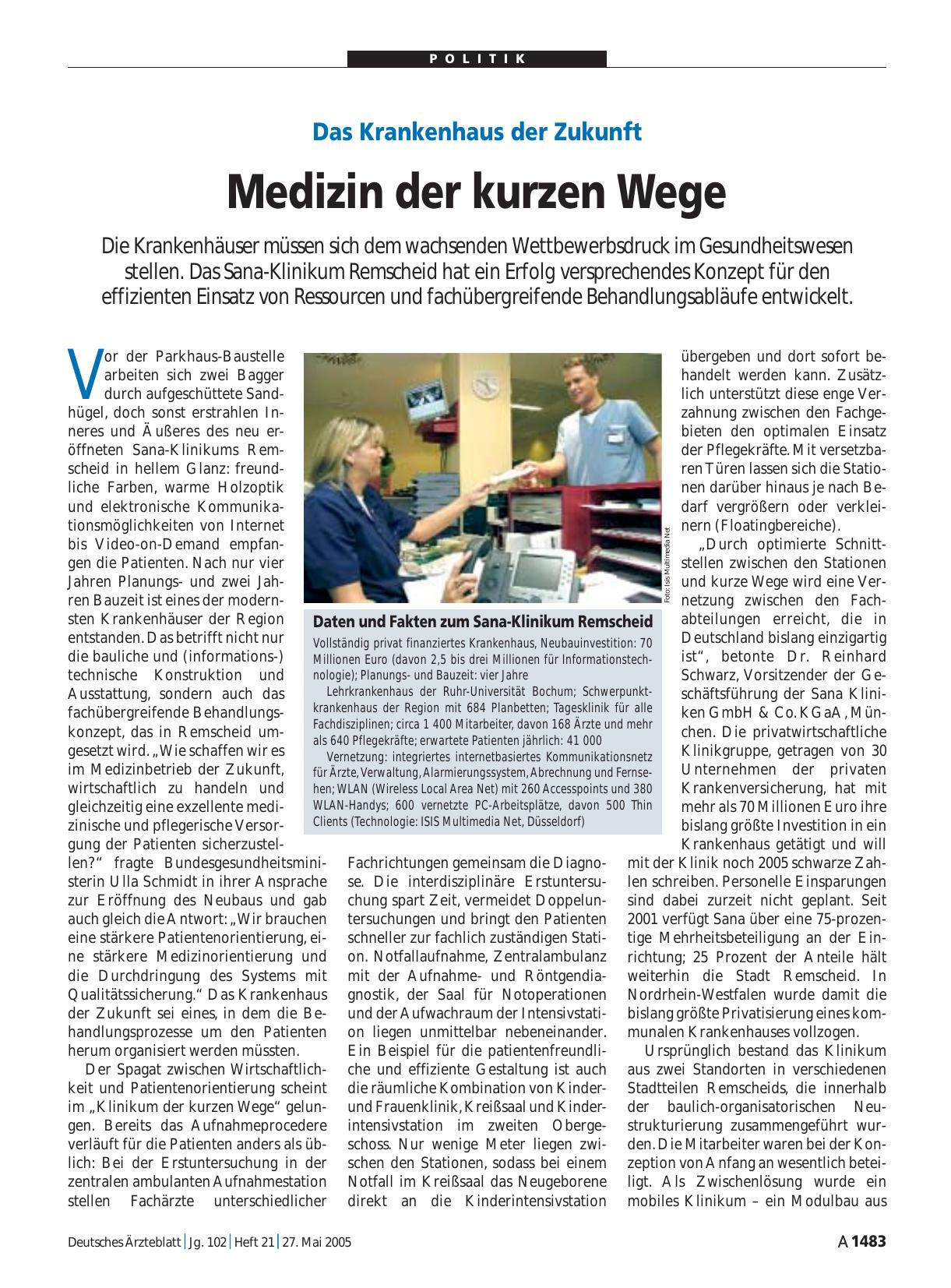 Vorschauseite 1: Das Krankenhaus der Zukunft: Medizin der kurzen Wege