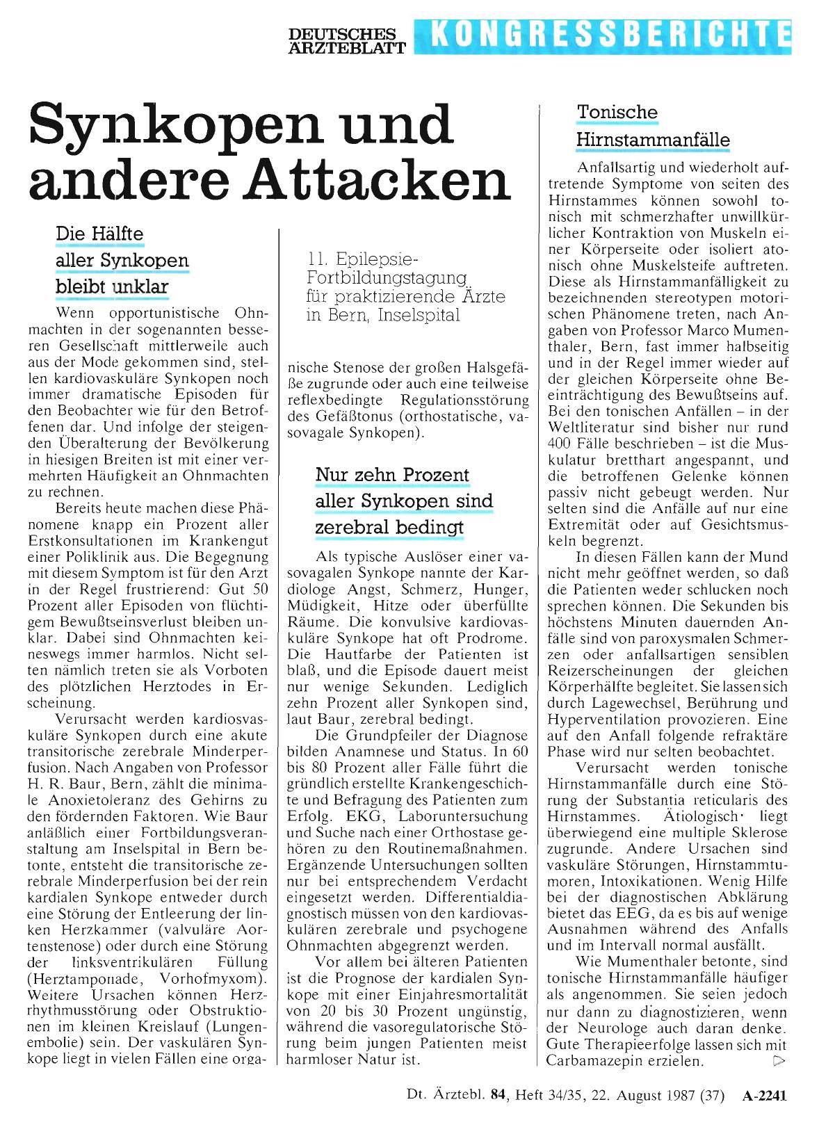 Vorschauseite 1: Synkopen und andere Attacken