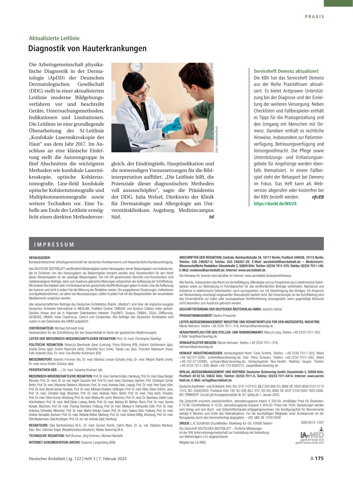 Vorschauseite 1: Aktualisierte Leitlinie: Diagnostik von Hauterkrankungen