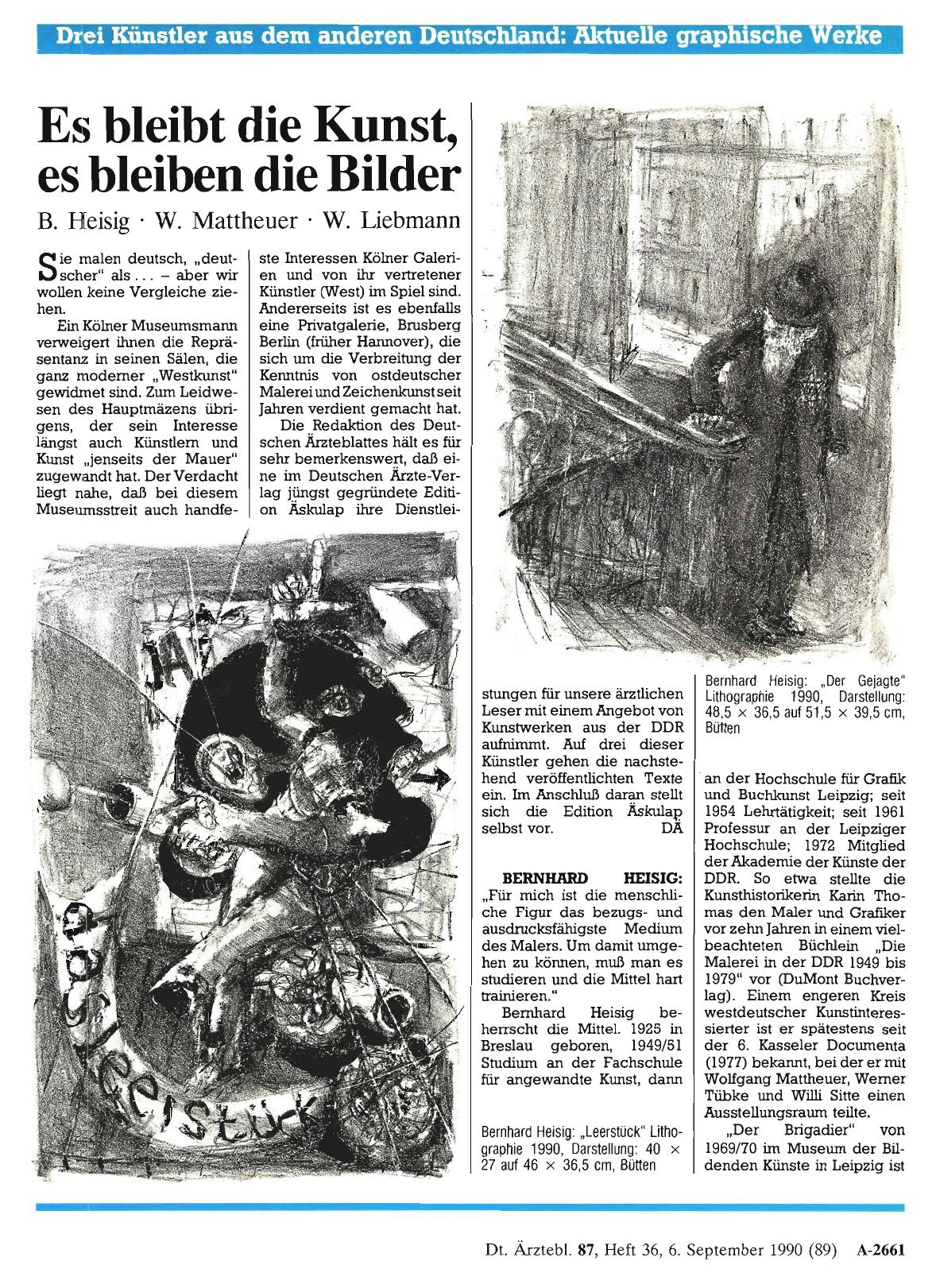 Vorschauseite 1: Es bleibt die Kunst, es bleiben die Bilder
