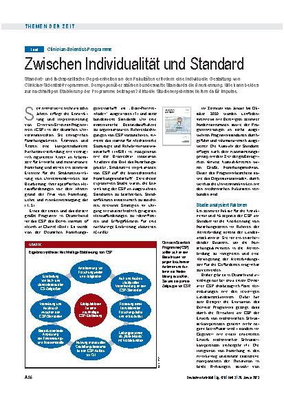 Vorschauseite 1: Clinician-Scientist-Programm: Zwischen Individualität und Standard
