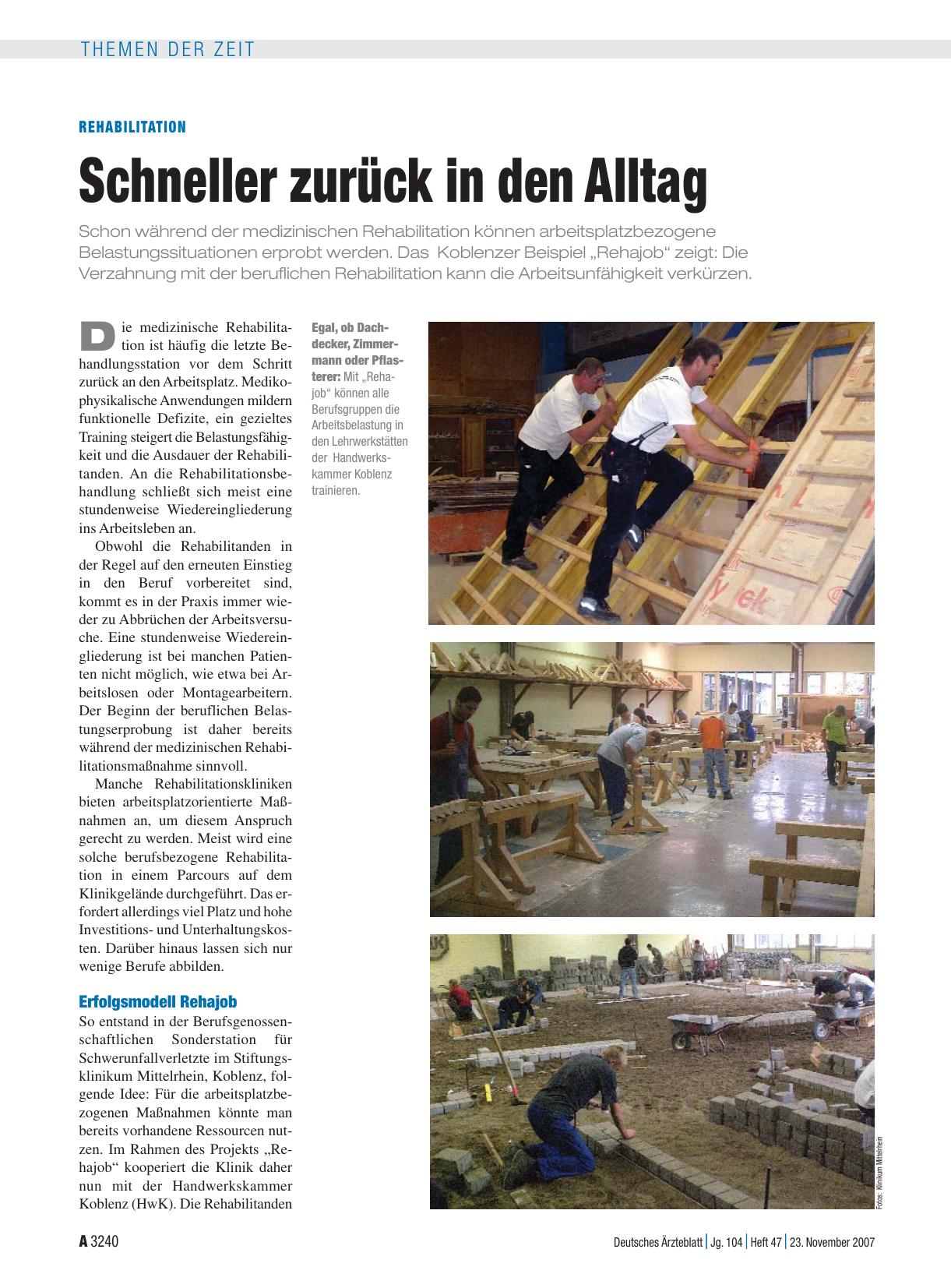 Vorschauseite 1: Rehabilitation: Schneller zurück in den Alltag