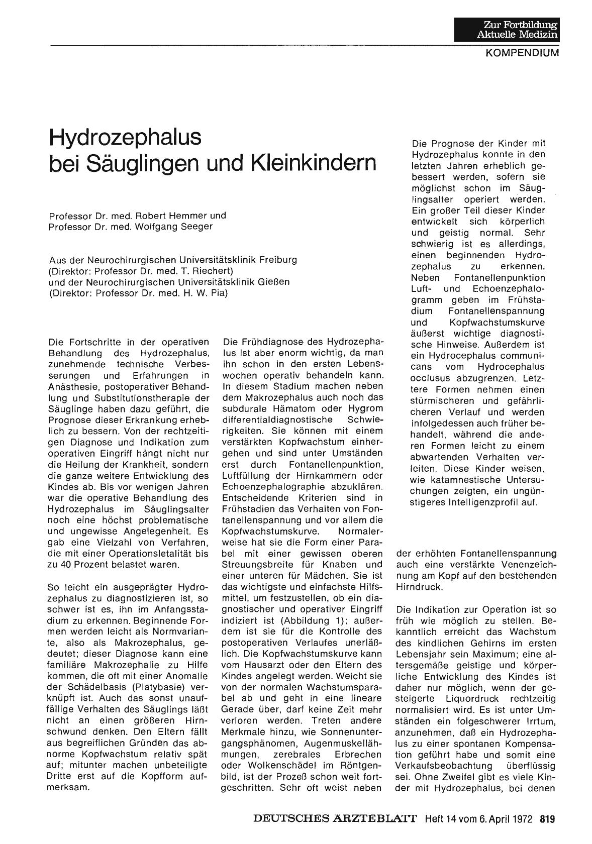 Vorschauseite 1: Hydrozephalus bei Säuglingen und Kleinkindern