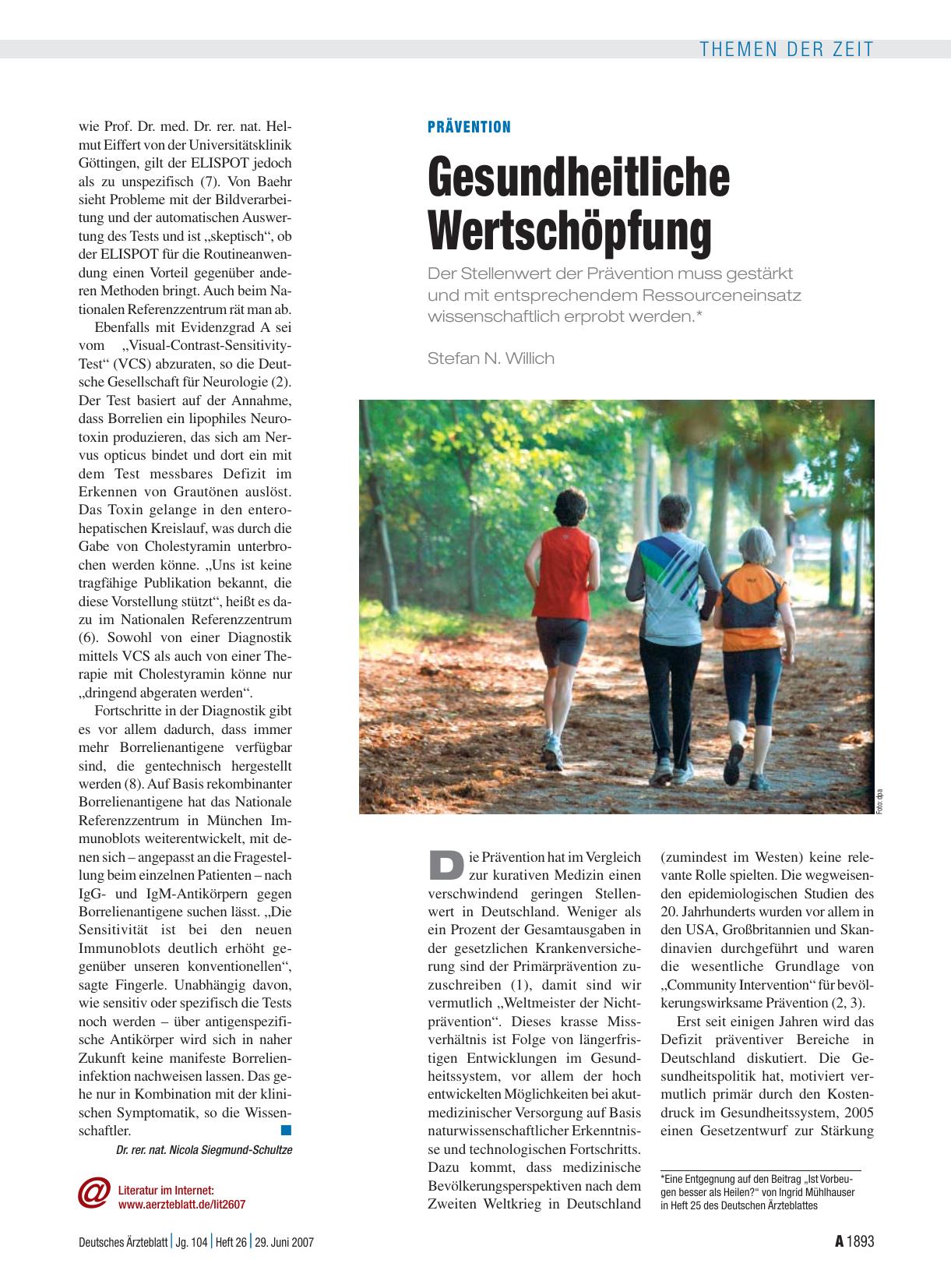Vorschauseite 1: Prävention: Gesundheitliche Wertschöpfung