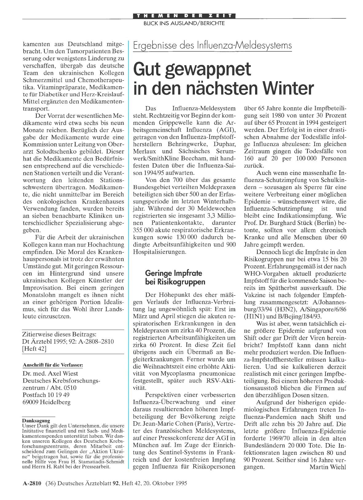 Vorschauseite 1: Ergebnisse des Influenza-Meldesystems: Gut gewappnet in den nächsten Winter
