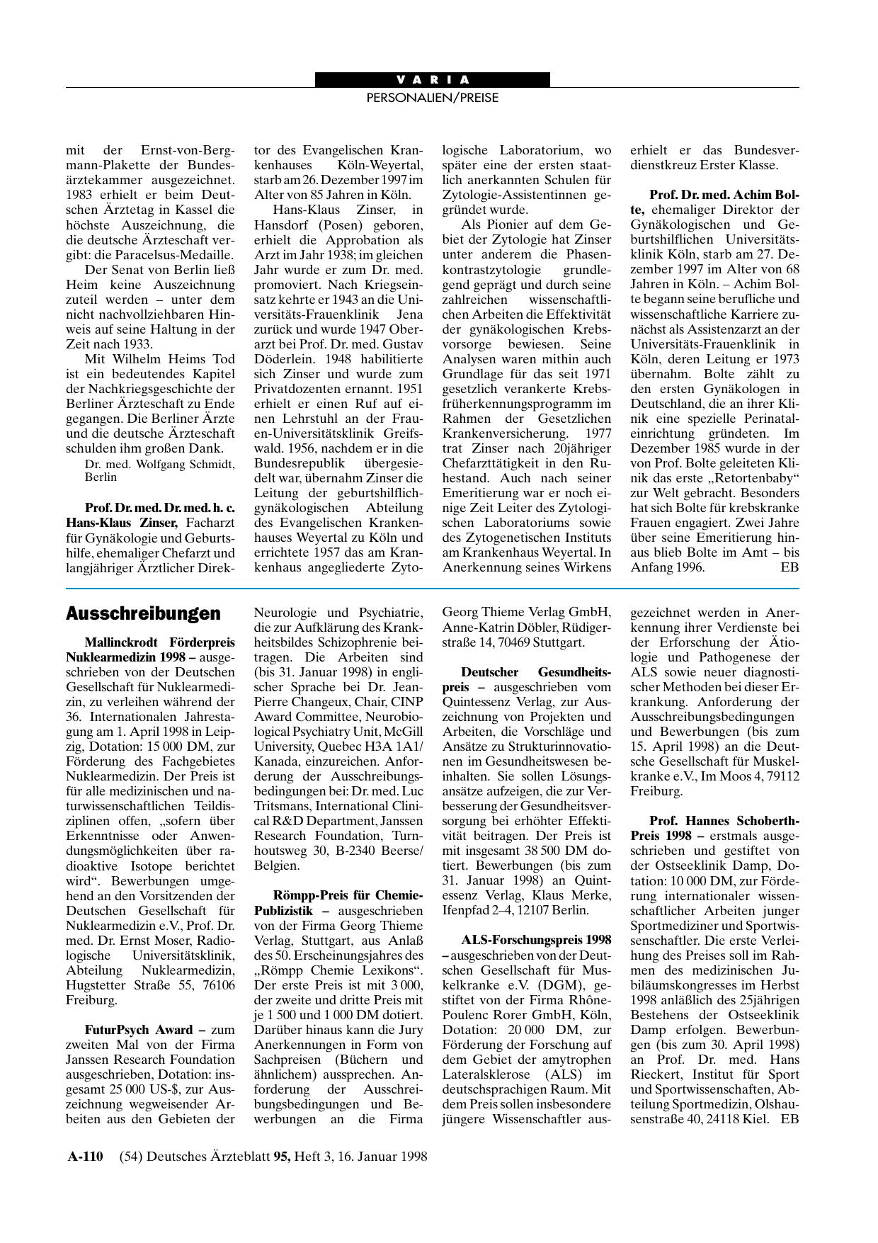 Vorschauseite 1: Ausschreibungen