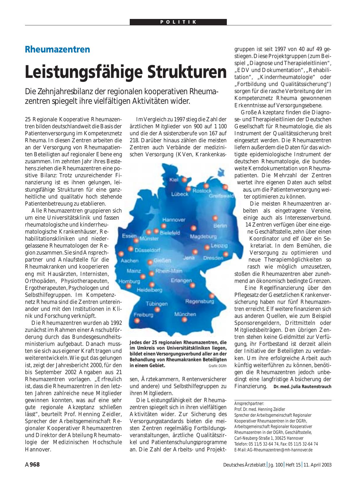 Vorschauseite 1: Rheumazentren: Leistungsfähige Strukturen