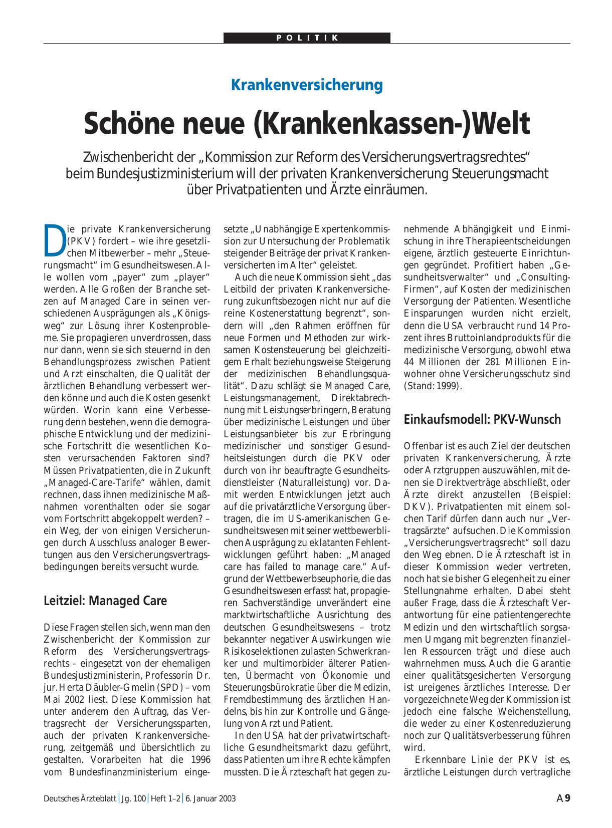 Vorschauseite 1: Krankenversicherung: Schöne neue (Krankenkassen-)Welt