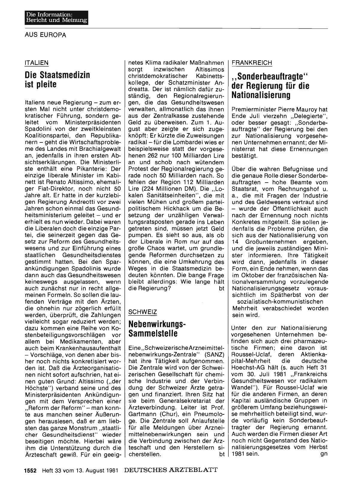 Vorschauseite 1: SCHWEIZ: Nebenwirkungs-Sammelstelle