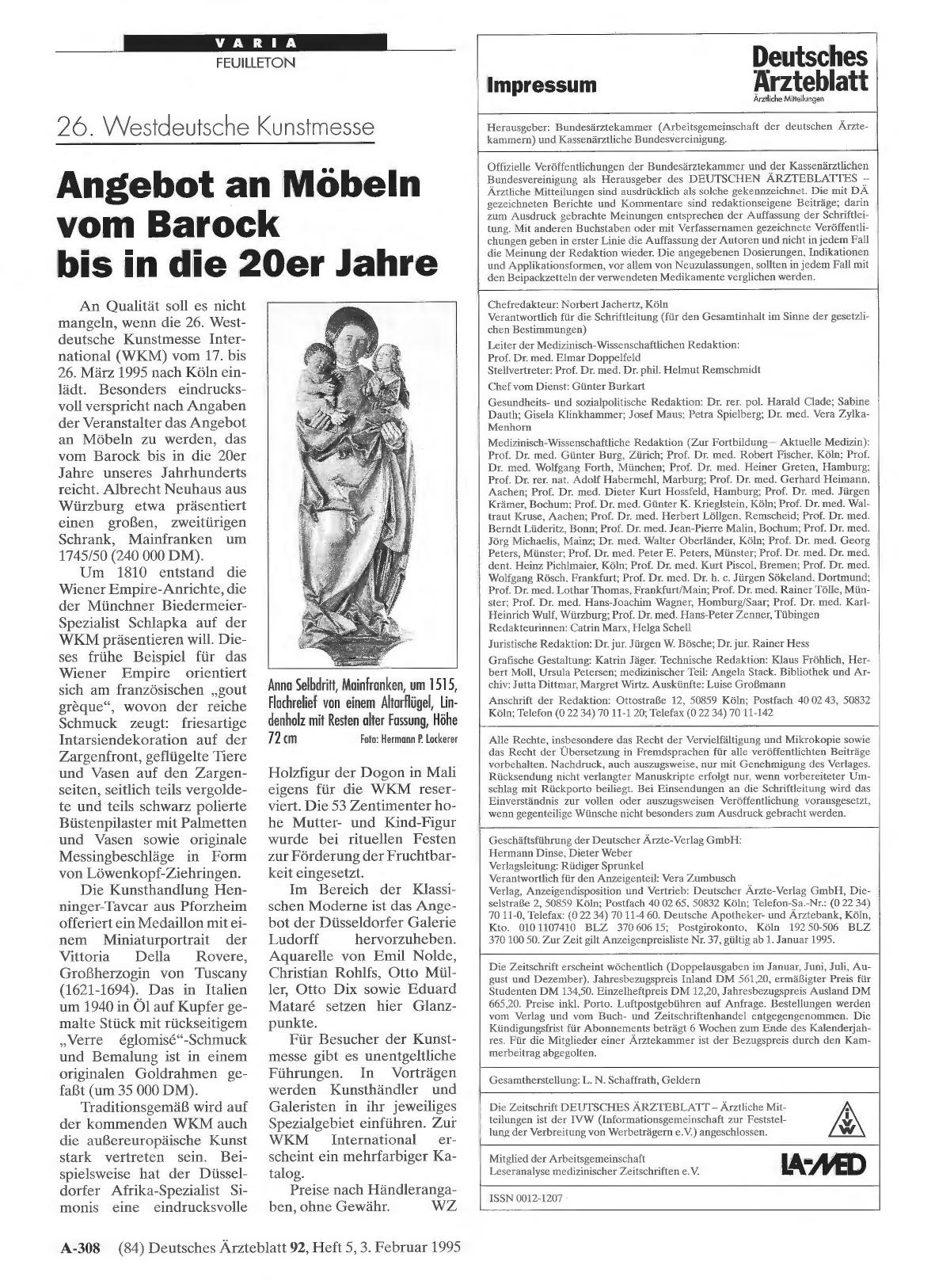 Vorschauseite 1: 26. Westdeutsche Kunstmesse: Angebot an Möbeln vom Barock bis in die 20er Jahre