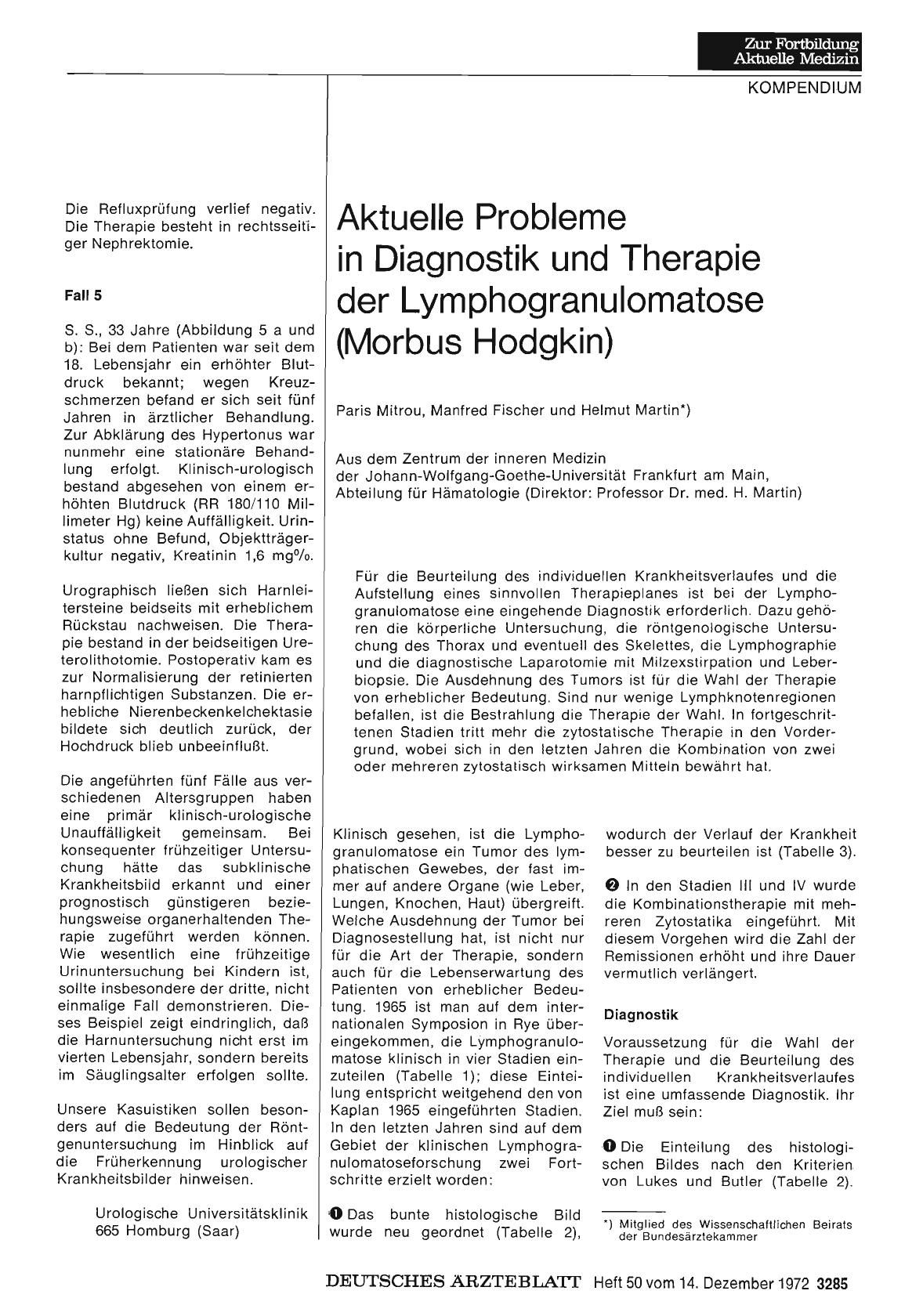 Vorschauseite 1: Aktuelle Probleme in Diagnostik und Therapie der Lymphogranulomatose (Morbus Hodgkin)
