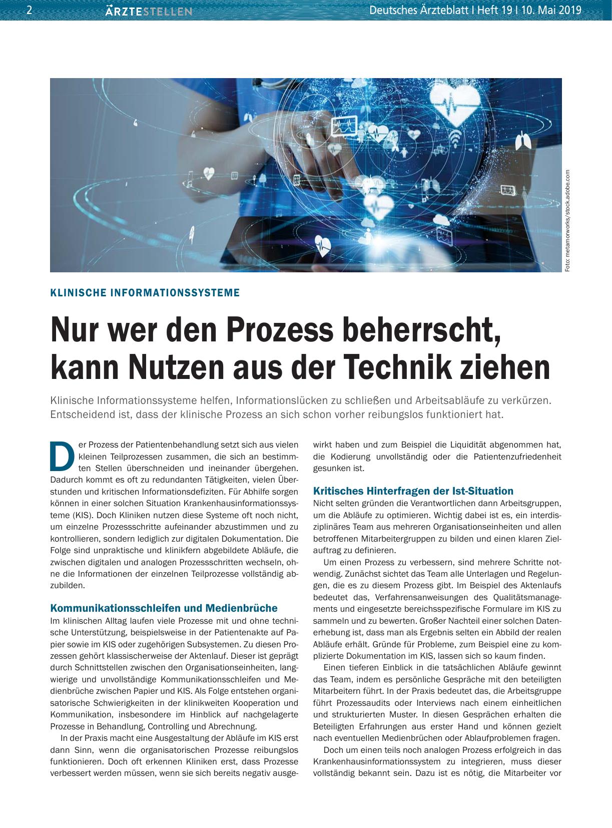 Vorschauseite 1: Klinische Informationssysteme: Nur wer den Prozess beherrscht, kann Nutzen aus der Technik ziehen