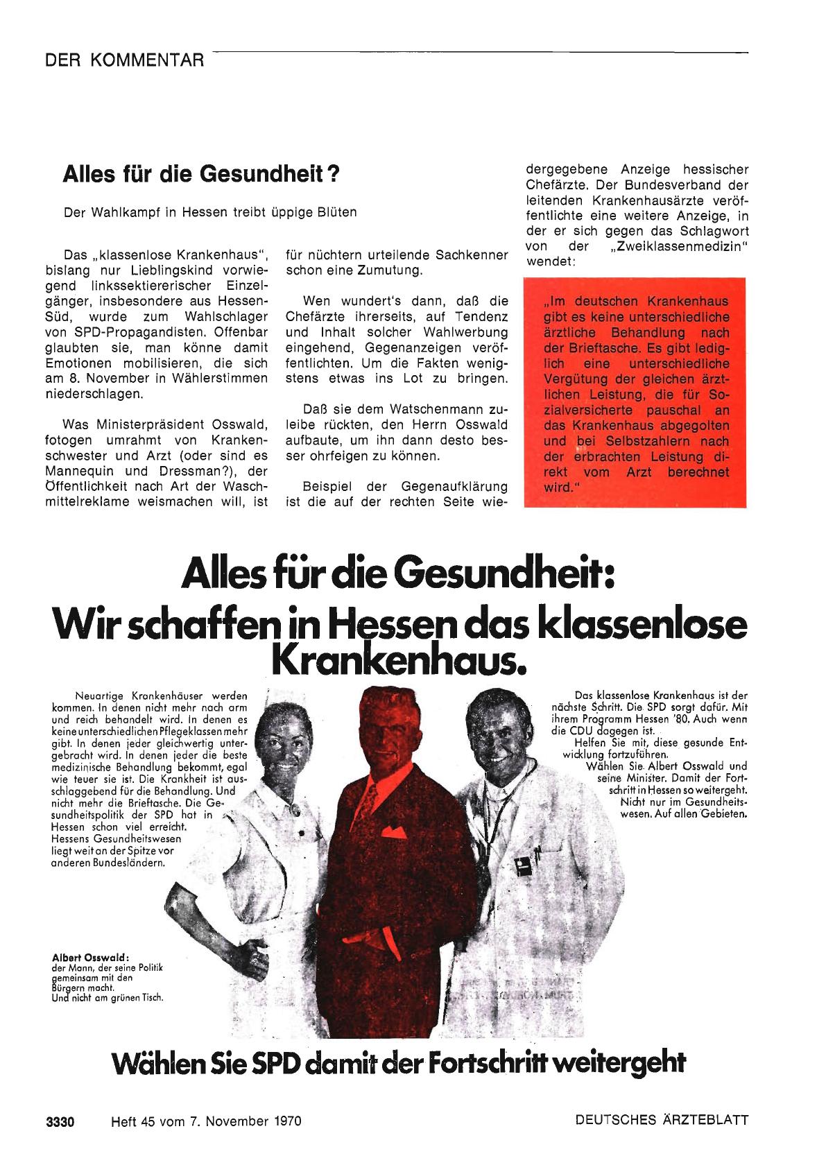 Vorschauseite 1: Alles für die Gesundheit? Der Wahlkampf in Hessen treibt üppige Blüten