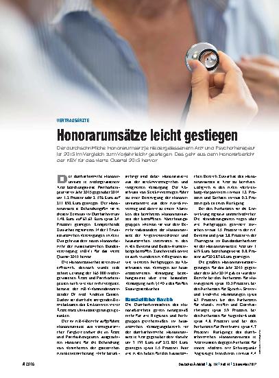 Vorschauseite 1: Vertragsärzte: Honorarumsätze leicht gestiegen