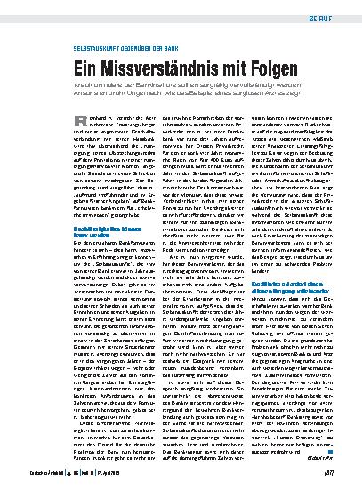 Vorschauseite 1: Selbstauskunft gegenüber der Bank: Ein Missverständnis mit Folgen