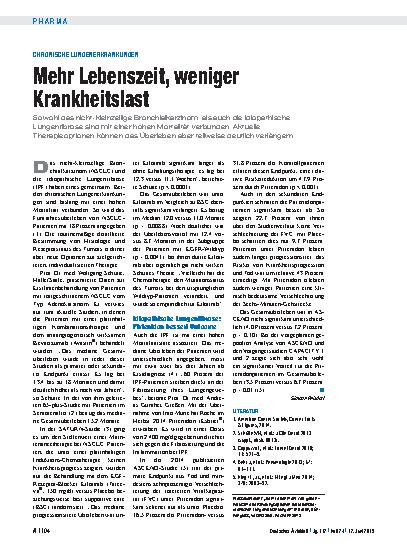 Vorschauseite 1: Chronische Lungenerkrankungen: Mehr Lebenszeit, weniger Krankheitslast