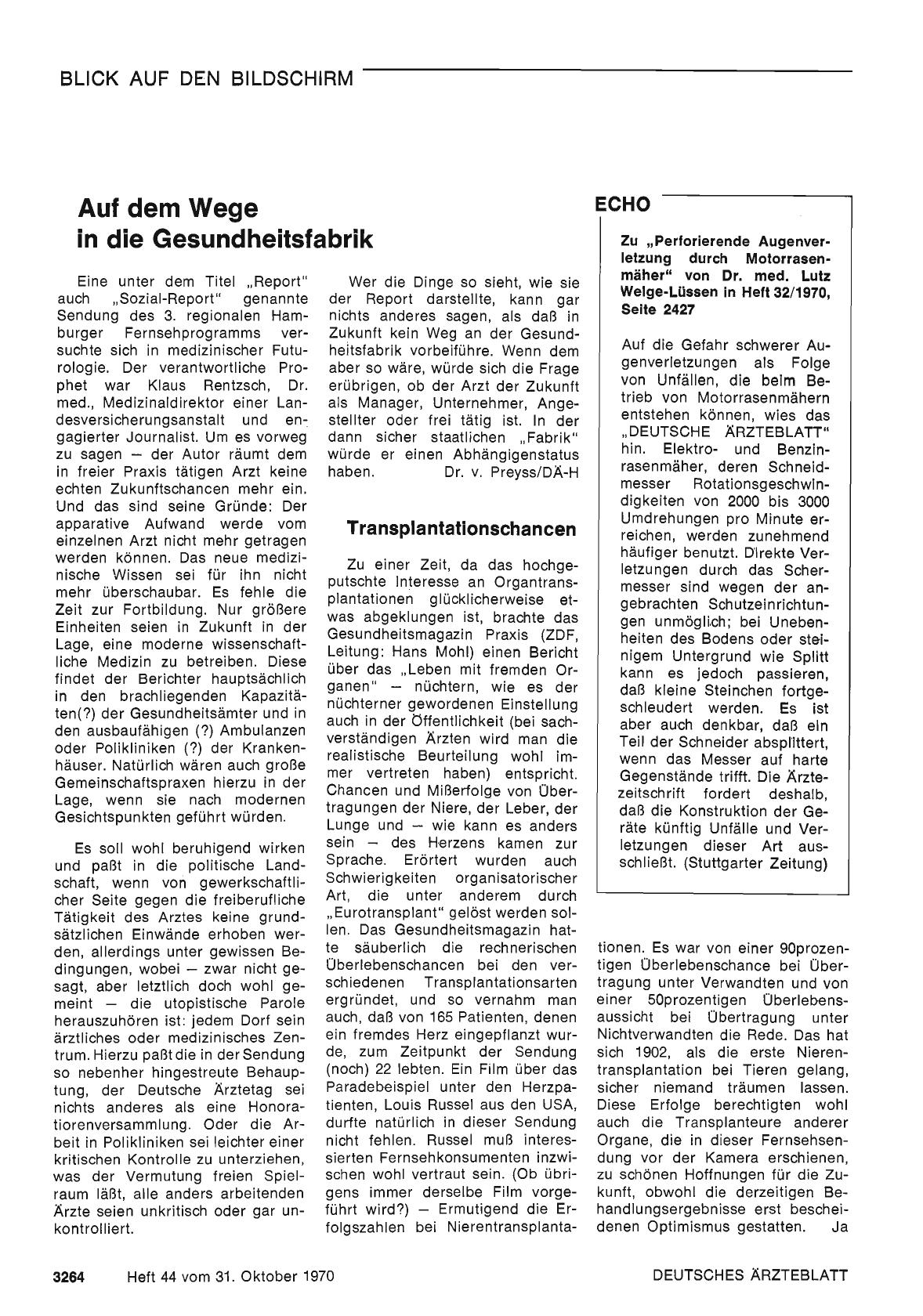 Vorschauseite 1: Auf dem Wege in die Gesundheitsfabrik