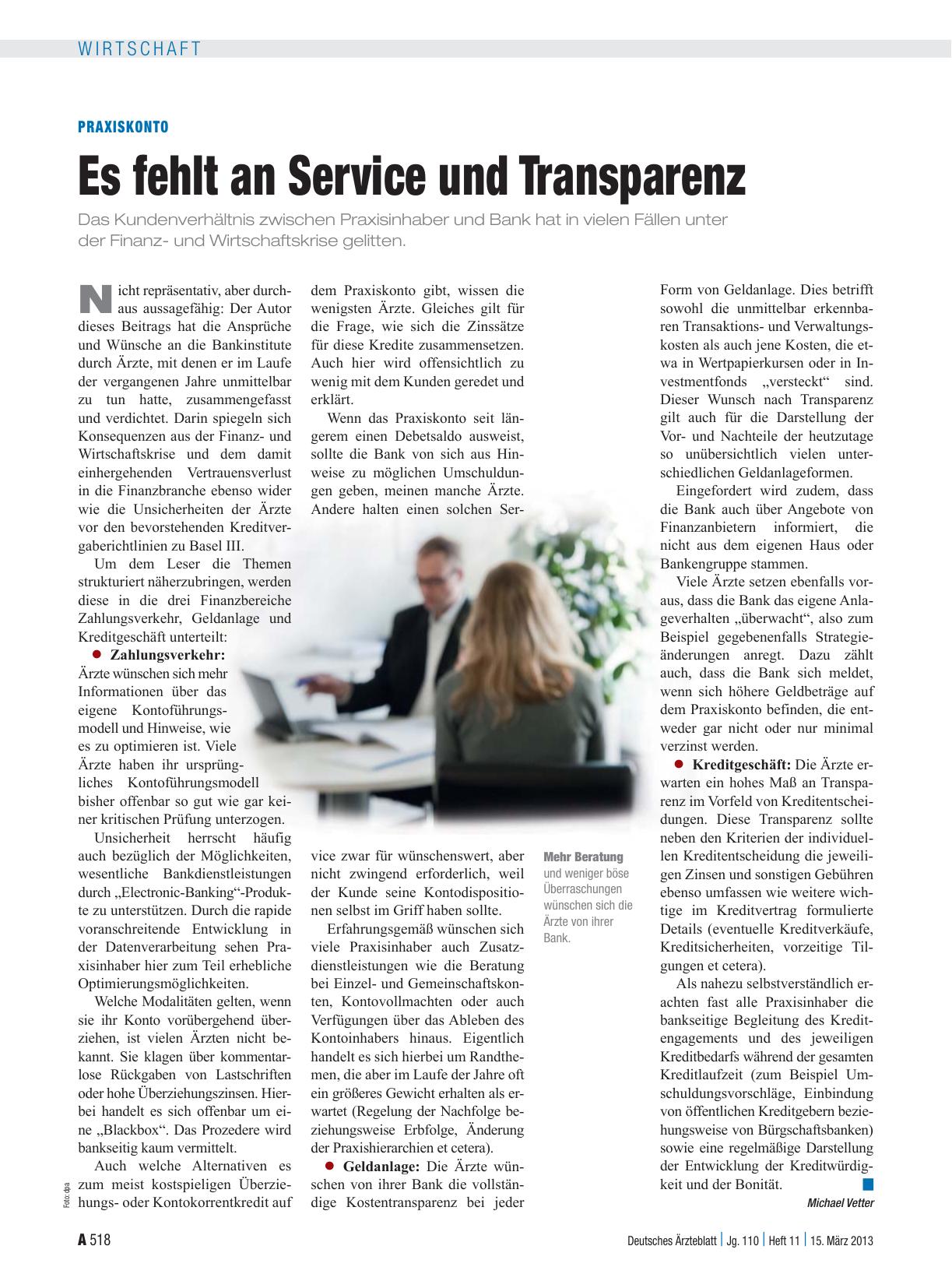 Vorschauseite 1: Praxiskonto: Es fehlt an Service und Transparenz