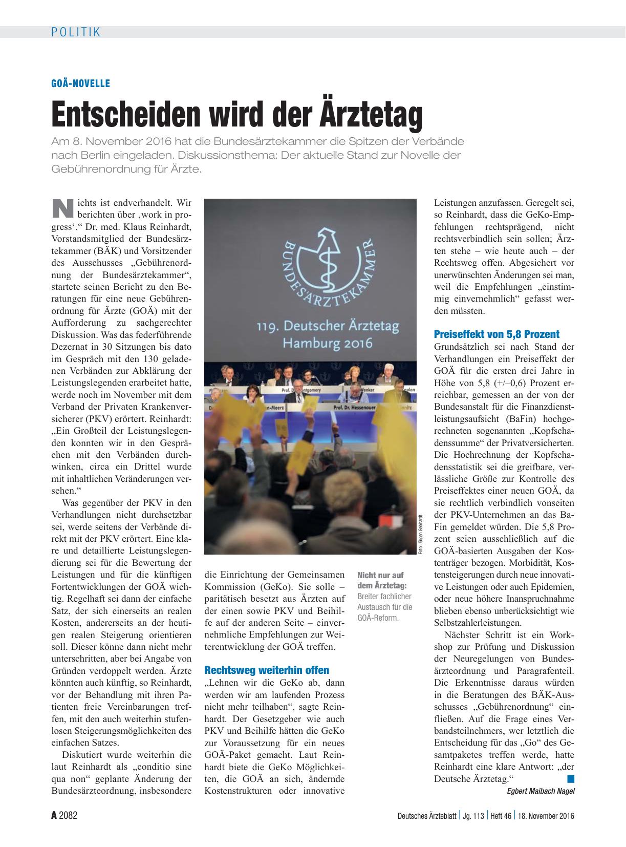 Vorschauseite 1: GOÄ-Novelle: Entscheiden wird der Ärztetag