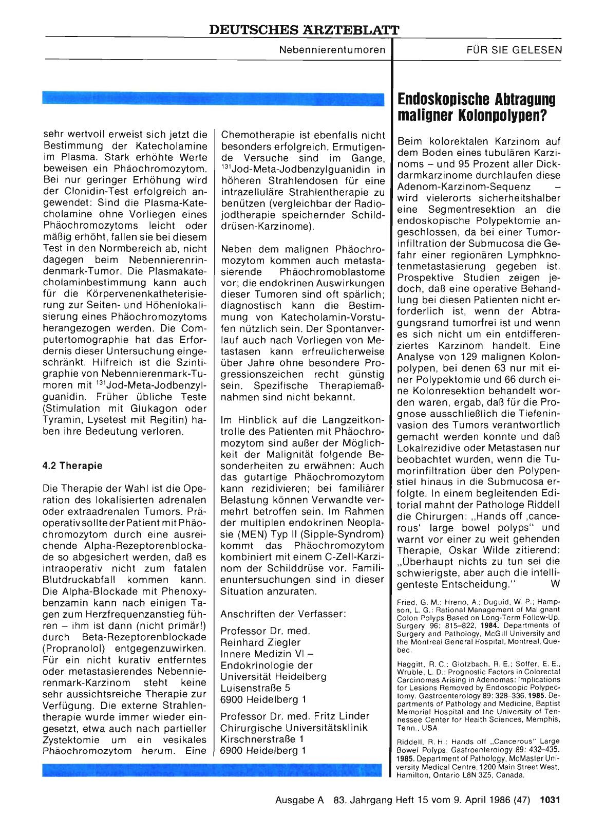 Vorschauseite 1: Endoskopische Abtragung maligner Kolonpolypen?