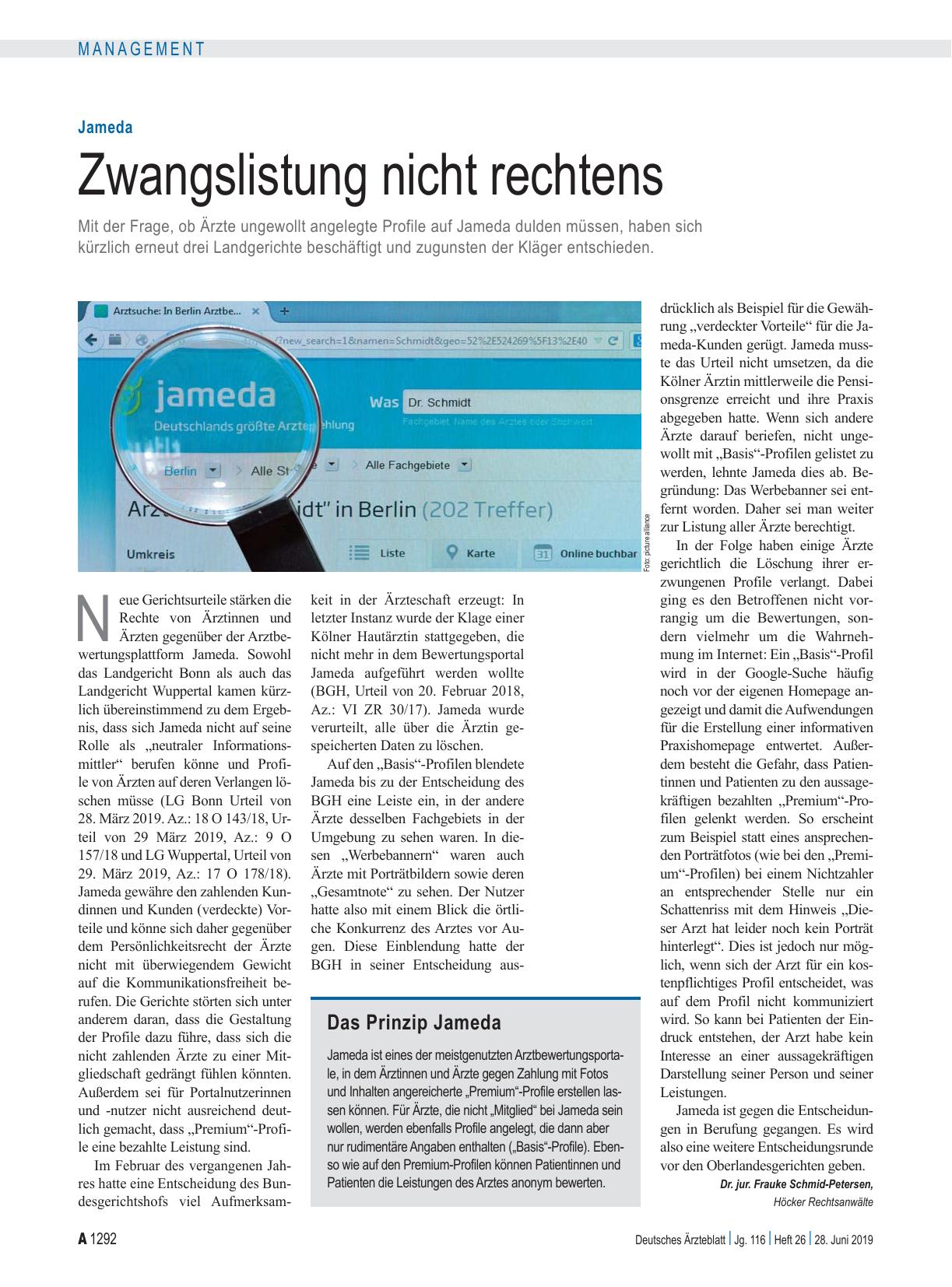 Vorschauseite 1: Jameda: Zwangslistung nicht rechtens