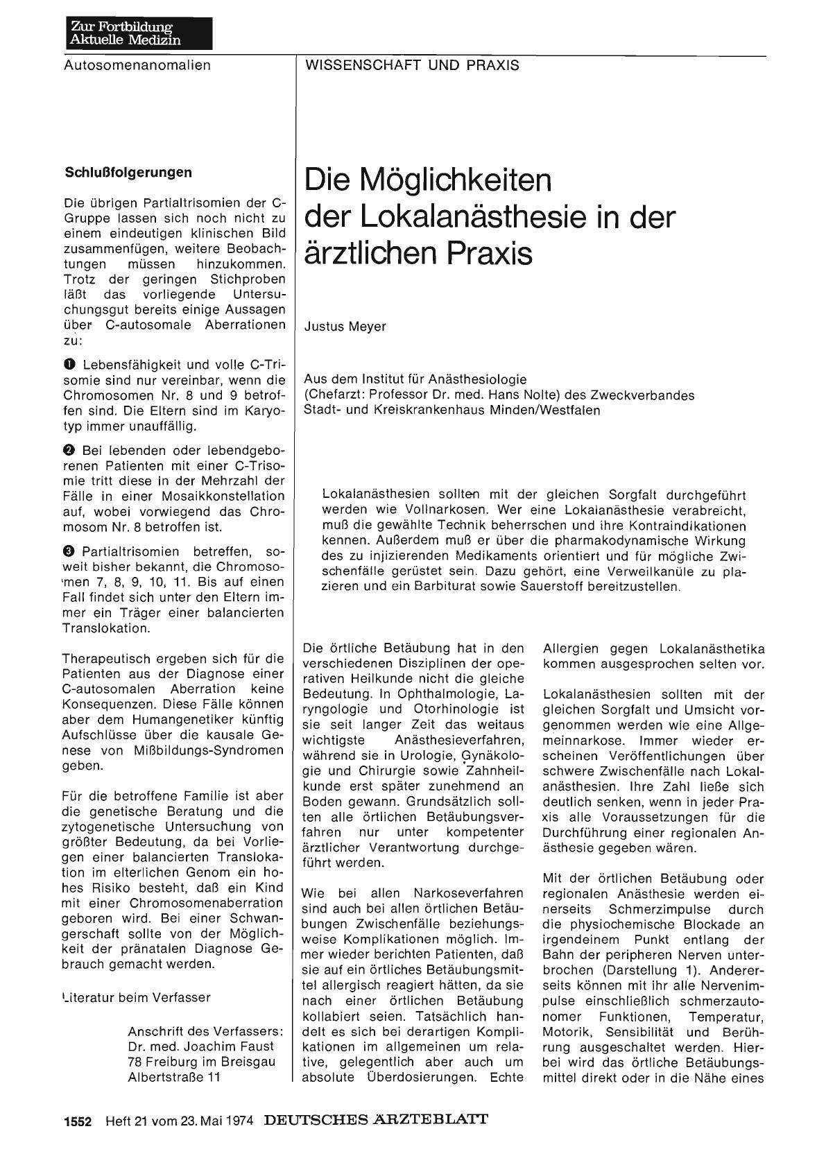 Vorschauseite 1: Die Möglichkeiten der Lokalanästhesie in der ärztlichen Praxis