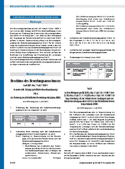 Vorschauseite 1: Beschluss des Bewertungsausschusses nach § 87 Abs. 1 Satz 1 SGB V in seiner 608. Sitzung (schriftliche Beschlussfassung)