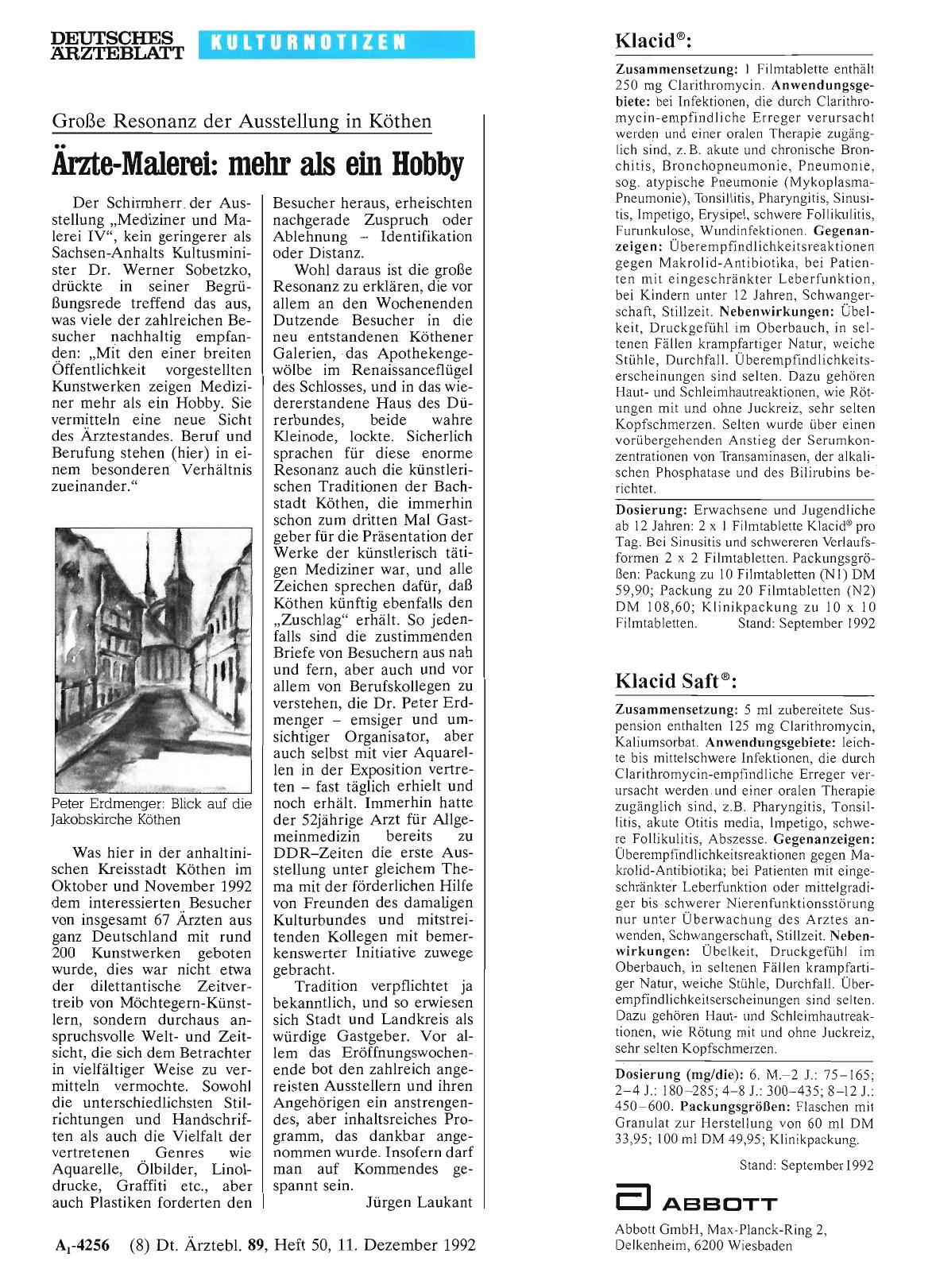 Vorschauseite 1: Große Resonanz der Ausstellung in Köthen: Ärzte-Malerei: mehr als ein Hobby