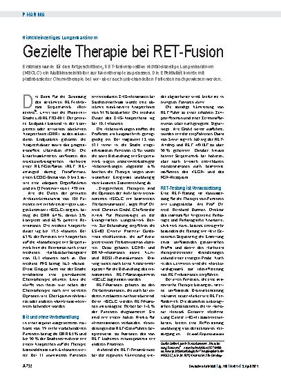 Vorschauseite 1: Nichtkleinzelliges Lungenkarzinom: Gezielte Therapie bei RET-Fusion