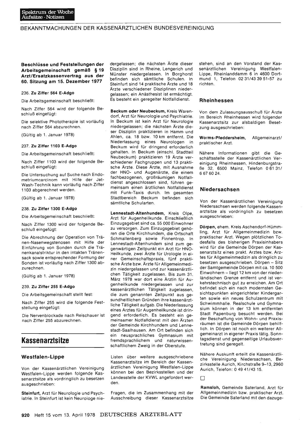 Vorschauseite 1: Kassenarztsitze