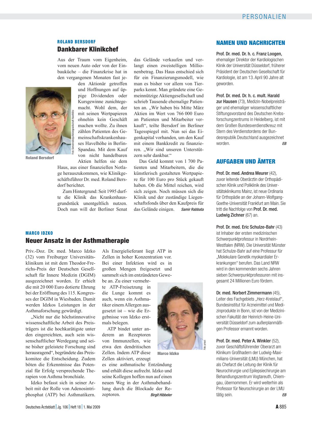 Vorschauseite 1: Namen und Nachrichten