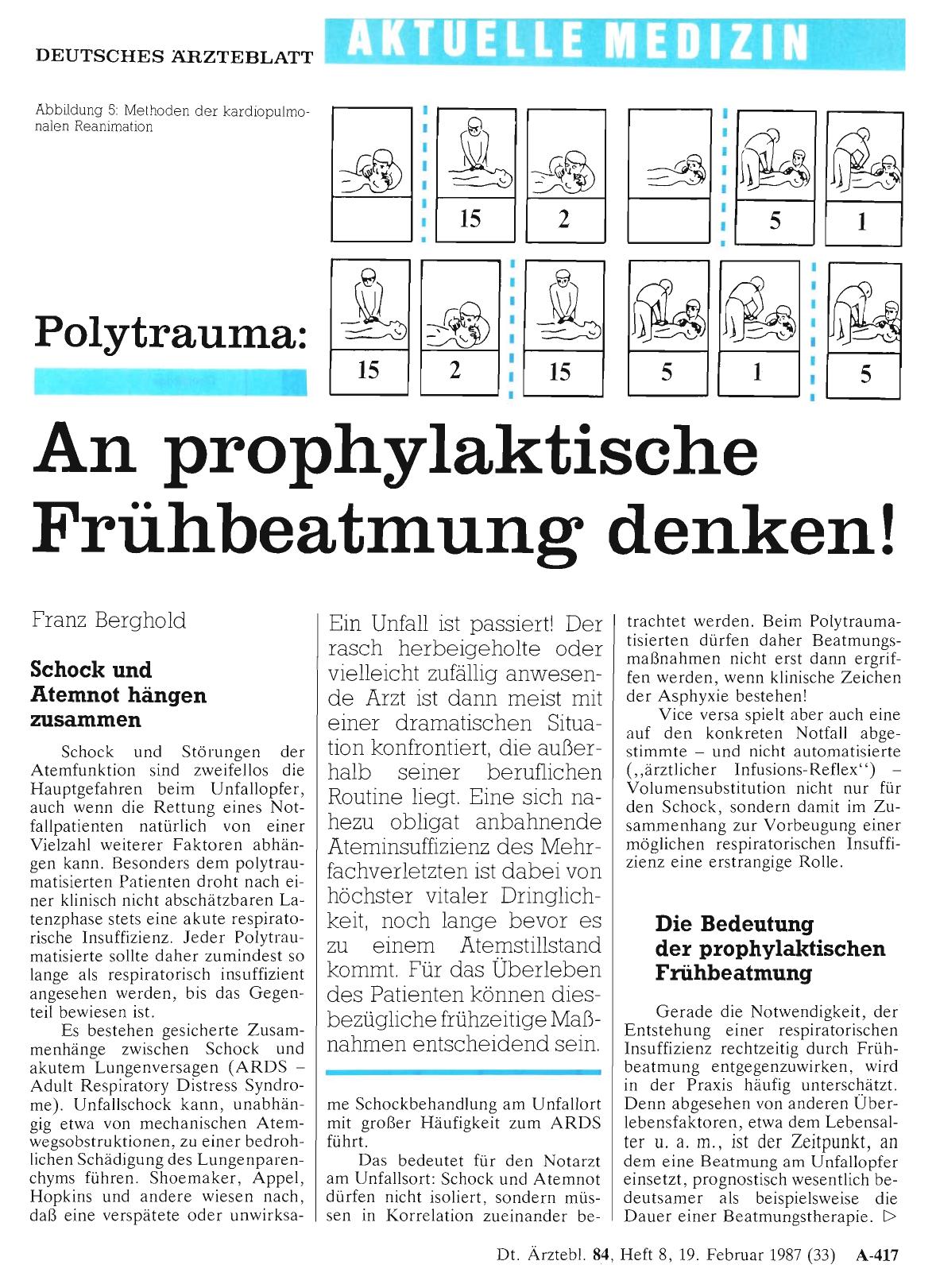Vorschauseite 1: Polytrauma: An prophylaktische Frühbeatmung denken!