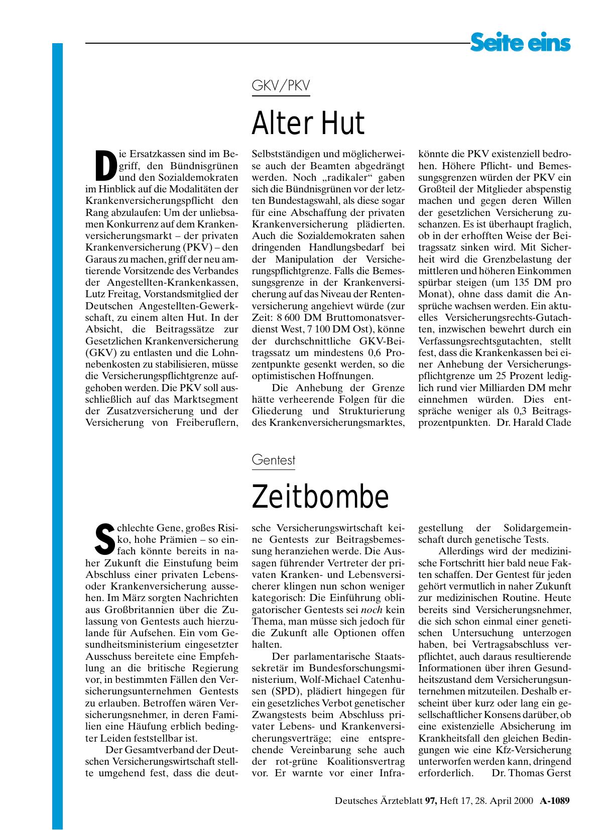 Vorschauseite 1: Gentest: Zeitbombe