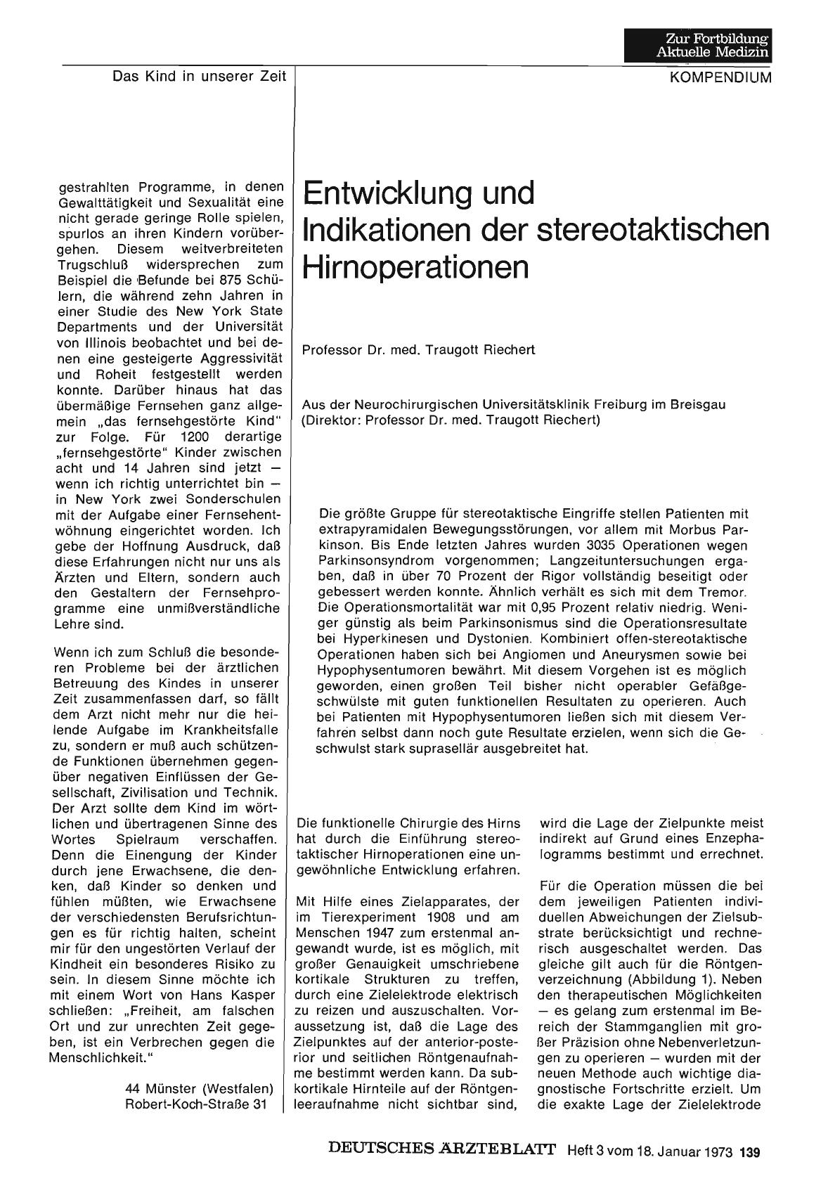 Vorschauseite 1: Entwicklung und Indikationen der stereotaktischen Hirnoperationen