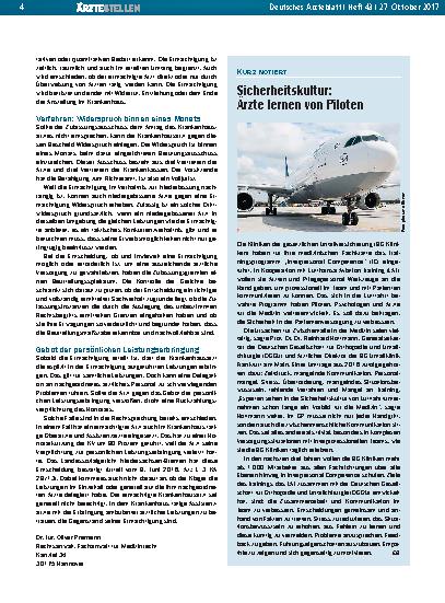 Vorschauseite 1: Sicherheitskultur: Ärzte lernen von Piloten