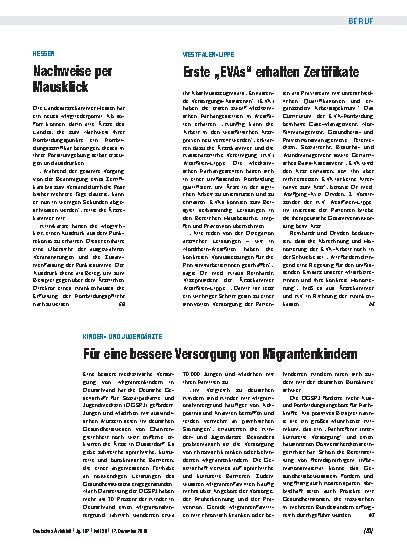 Vorschauseite 1: Kinderund Jugendärzte: Für eine bessere Versorgung von Migrantenkindern