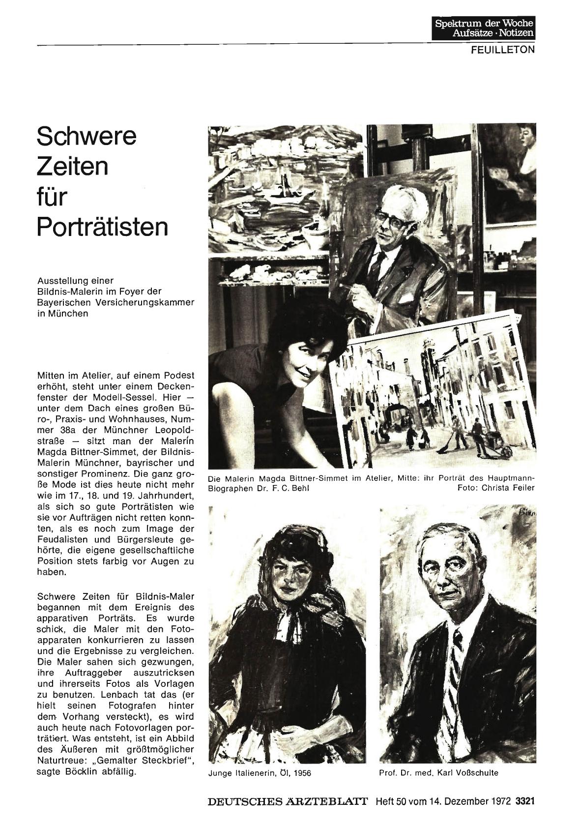 Vorschauseite 1: Schwere Zeiten für Porträtisten