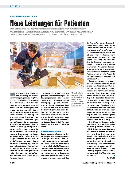 Vorschauseite 1: Medizinische Rehabilitation: Neue Leistungen für Patienten