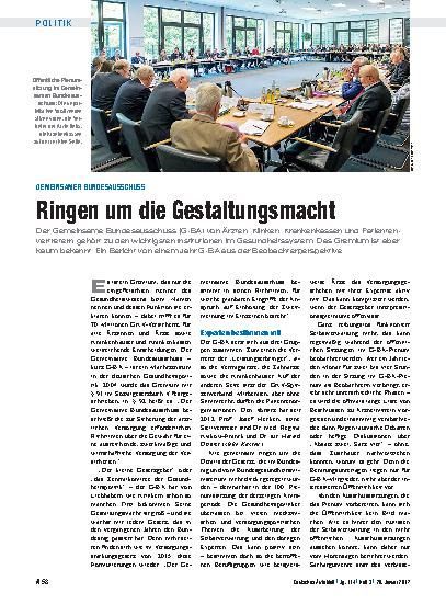 Vorschauseite 1: Gemeinsamer Bundesausschuss: Ringen um die Gestaltungsmacht