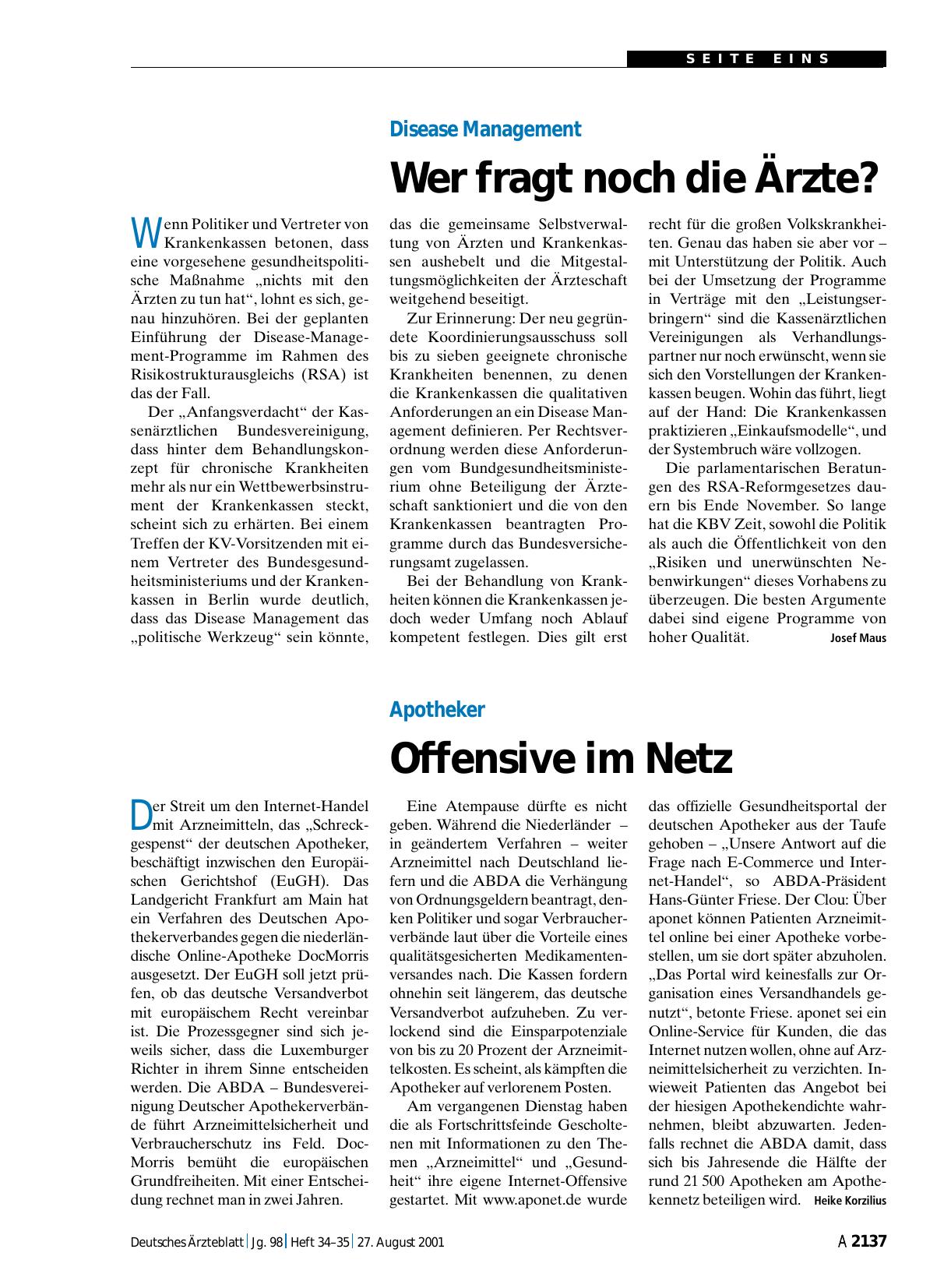Vorschauseite 1: Apotheker: Offensive im Netz