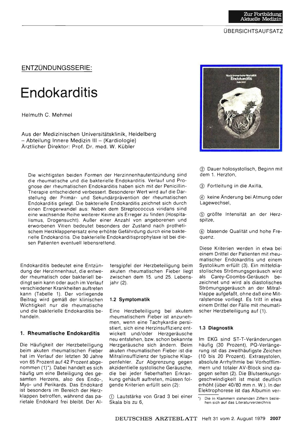 Vorschauseite 1: Entzündnungsserie: Endokarditis