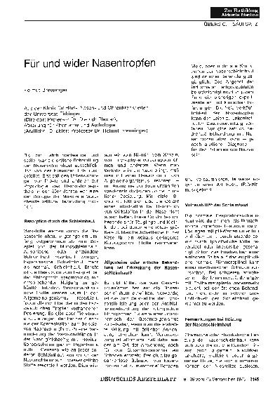 Vorschauseite 1: Für und wider Nasentropfen