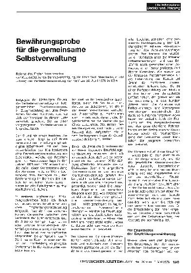 Vorschauseite 1: Bewährungsprobe für die gemeinsame Selbstverwaltung